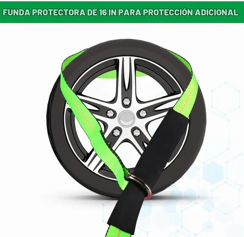 Vista 4 de Paquete de 4 Correas de Remolque de Camión de 2" x 8 pies, Correas de Elevación de Rueda Lasso, Correa de Remolque Lasso con Anillo en D 11, 000