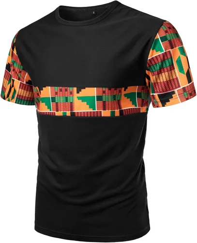 Vista 3 de Conjunto de camiseta y pantalones cortos para hombre con estampado africano de LucMatton