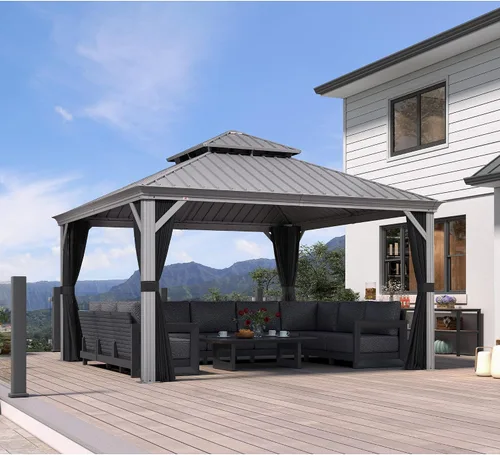 Vista 16 de PURPLE LEAF - Gazebo para exteriores de 10 x 12 pies, con sistema de drenaje