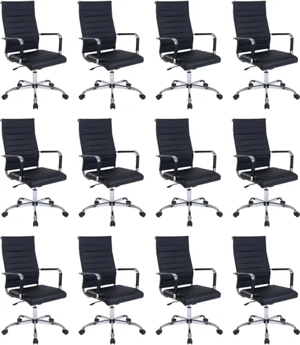 Vista 20 de Silla de escritorio de oficina, sillas de trabajo rodantes de cuero negro