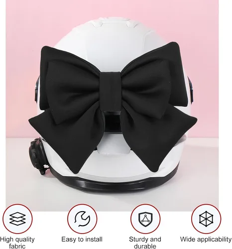 Vista 3 de Accesorio de Casco con Lazo Merdege, Lazo Removible para Casco para Mujeres, Linda Decoración para Motocicleta y Vehículo Eléctrico (Negro)