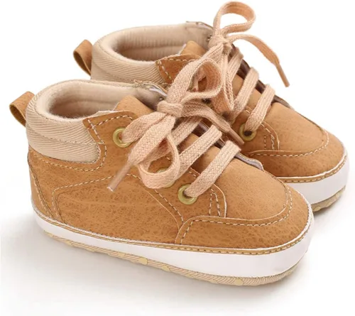 Vista 5 de BENHERO Baby Girls Boys PU Leather Shoes Toddler Infant First Walker Soft Sole High-Top Ankle Sneakers Newborn Crib Shoes