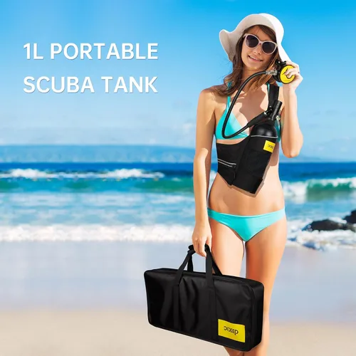 Vista 3 de DIDEEP Tanque de buceo, mini tanque de buceo de 1 litro, soporte de alrededor de 15-20 minutos de respiración subacuática portátil, tanque de pulmón