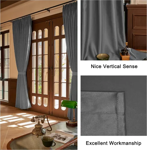 Vista 21 de HUTO Cortinas Plisadas de Pinzas Opacas con Aislamiento Térmico para Oscurecer la Habitación, Panel de Tratamiento de Ventana para Sala de Estar