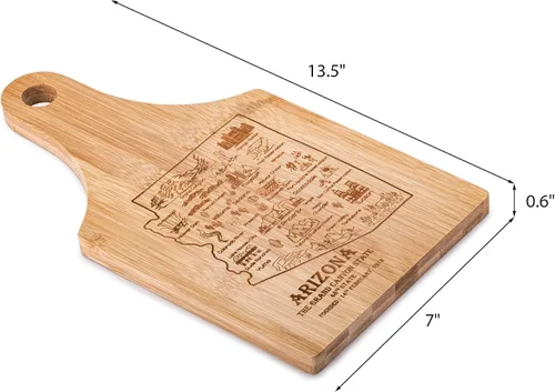 Vista 2 de Tabla de cortar con forma de estado de bambú de alta calidad, diseño de mapa de EE. UU., decoración de cocina, herramienta de preparación