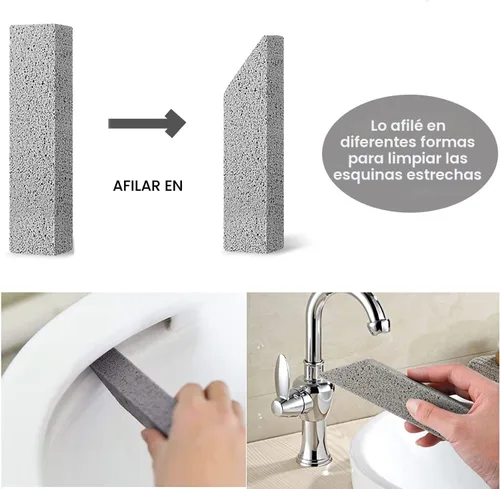 Vista 5 de Paquete de 6 piedras pómez para limpieza de inodoro, barra limpiadora para eliminar los anillos de agua dura, acumulación de calcio y óxido