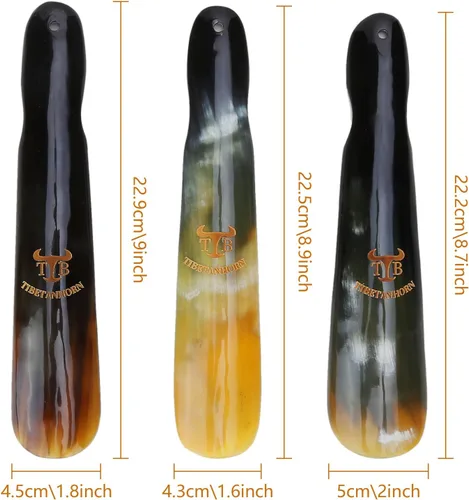 Vista 3 de Tibetanhorn Bocina para zapatos, cuerno de yak tibetano natural hecho a mano para hombres, mujeres, niños, botas y todos los zapatos (paquete de 2)