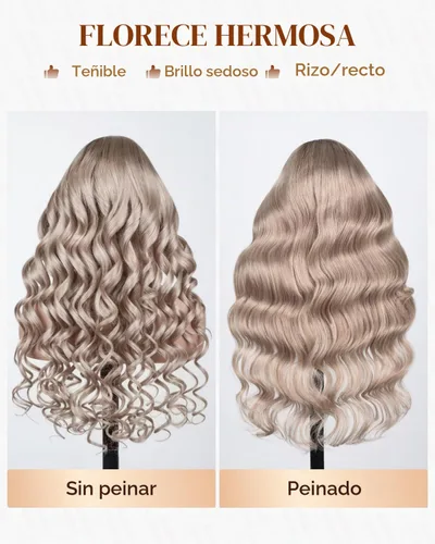 Vista 5 de Arabella 20/Rubio Ceniza Ombre Pelucas de encaje frontal 5x6 de cabello humano, listas para usar, sin pegamento, pelucas de cabello humano