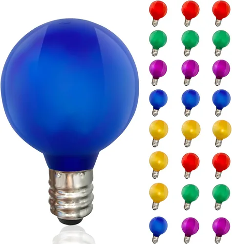 Vista 12 de 25 Pack G40 Purple Orange LED Replacement Bulbs for Outdoor String Lights