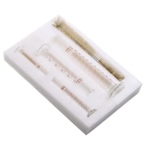 Vista 3 de Juego de probeta graduada de vidrio grueso 5 ml 10 ml 50 ml 100 ml, vidrio con dos cepillos con cepillo, escalas métricas individuales
