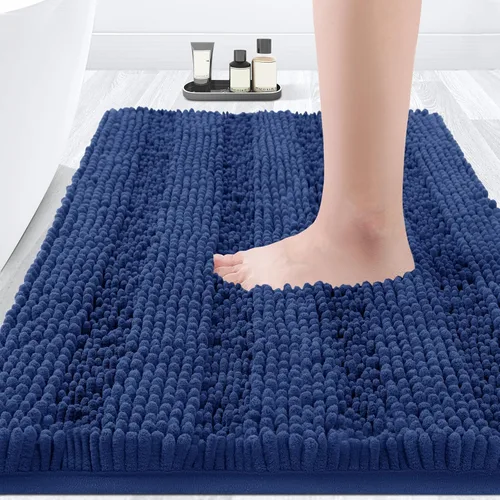 Vista 44 de ACCUMTEK - Juego de alfombras de baño a rayas beige de 3 piezas, ultrasuaves, antideslizantes de chenilla, alfombras de baño mullidas y absorbentes