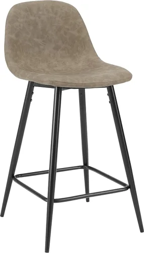 Vista 8 de Crosley Furniture Weston - Juego de 2 taburetes de bar tapizados con altura de mostrador, color marrón desgastado/negro mate