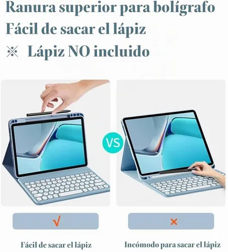 Vista 3 de Funda de teclado compatible con iPad de 9ª, 8ª y 7ª generación, Air 3ª generación Pro de 10.5, con mouse Bluetooth, tecla redonda, lindo teclado