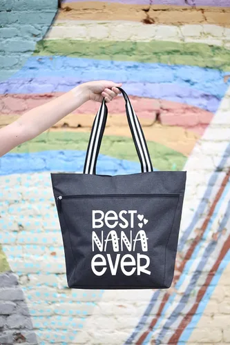 Vista 6 de Brooke & Jess Designs Bolso de mano para la abuela – Bolso de lona resistente con cremallera y bolsillo interior para la abuela para uso diario