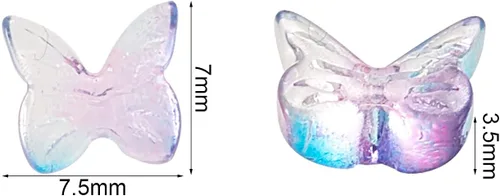 Vista 3 de LiQunSweet 200 piezas coloridas de cabujones de cristal en forma de mariposa 3D sin agujeros para adornos, fabricación de joyas, manualidades