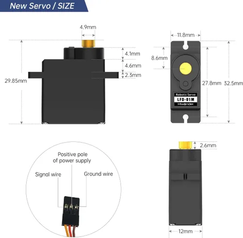Vista 2 de 9G servo micro servo metal motor de engranaje anti bloqueo servo para robots DIY, LFD-01M, 1PCS