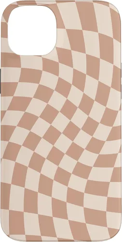 Vista 15 de iPhone 16 Beige Cream Twisted Checkered Swirl 60s 70s Aesthetic Brown Case
