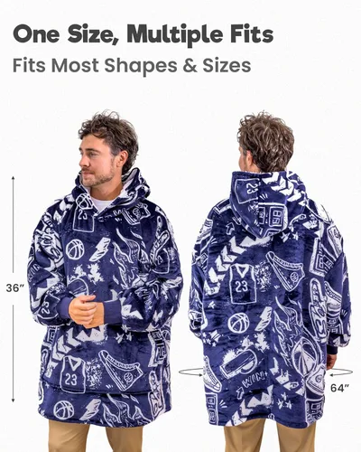 Vista 7 de Sudadera con manta deportiva para hombres y niños, manta portátil de gran tamaño para niños, adolescentes y adultos, sudadera con capucha