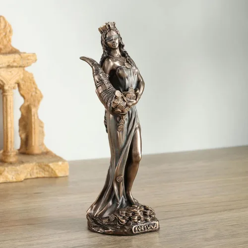 Vista 7 de Veronese Design Escultura de resina Fortuna, la diosa griega de la fortuna y la suerte, de 6 1/8 pulgadas, acabado en bronce fundido en frío