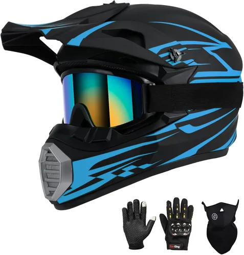 Vista 13 de Casco de motocross para niños y jóvenes aprobado por DOT, Casco de cara completa para ATV, moto de todoterreno y bicicleta de tierra para adultos