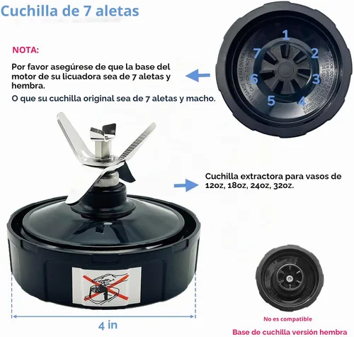Vista 4 de Vasos de 24 onzas con tapas y 7 aletas Extractor de piezas de repuesto compatibles con Nutri Ninja Auto iQ AMZ493BRN BL450-30 BL456-30 BL480-30