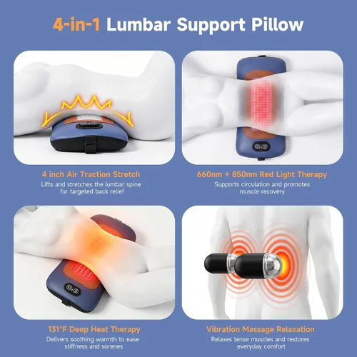 Vista 2 de Almohada de apoyo lumbar inalámbrica, masajeador de espalda baja