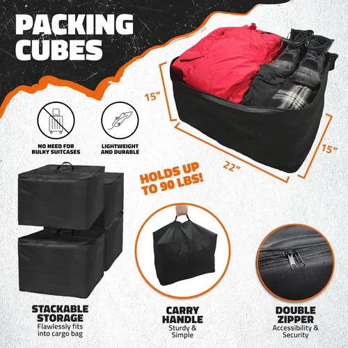 Vista 4 de Mockins - Bolsa de transporte de carga para remolque de 15 pies cúbicos con 4 cubos de embalaje 48"x18"x31" Waterproof Cargo Bag for Hitch Carrier