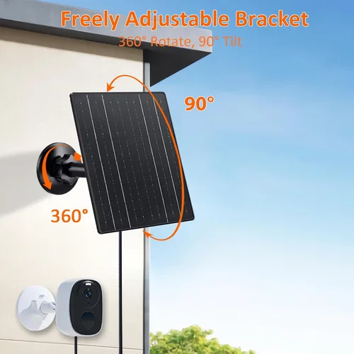Vista 6 de Zivif Cargador solar de 10 W, panel solar de 5 V para cámaras de seguridad con puertos USB-C/Micro USB/DC de 0.217 x 0.083 in, IP66 impermeable