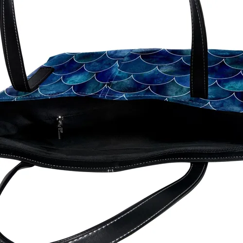 Vista 3 de Bolsos de mano de sirena de mar para mujer, bolsos grandes de cuero, bolso de hombro escolar