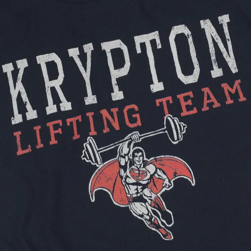 Vista 3 de Superman Popfunk Superman Lifting Team - Camiseta y calcomanías - Mediana, azul marino, A. Azul Marino.
