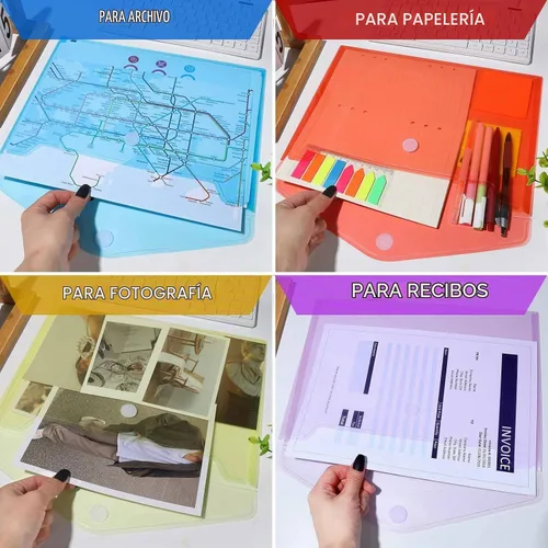 Vista 7 de LEOBRO Carpetas de archivos de plástico para documentos, 6 sobres de plástico, carpetas de archivos transparentes reutilizables, bolsas de archivos