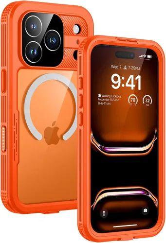 Vista 32 de Lanhiem Funda magnética impermeable para iPhone 16, protector de pantalla de privacidad integrado, compatible con MagSafe, funda antiespía de cuerpo