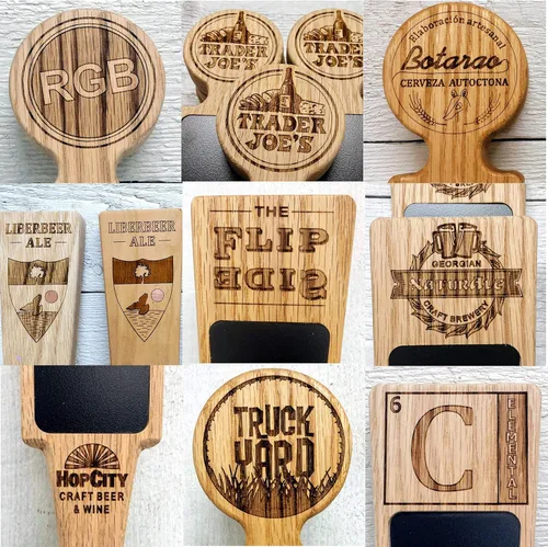 Vista 6 de Mango de grifo de cerveza personalizado con texto personalizado y pizarra de borrado en seco