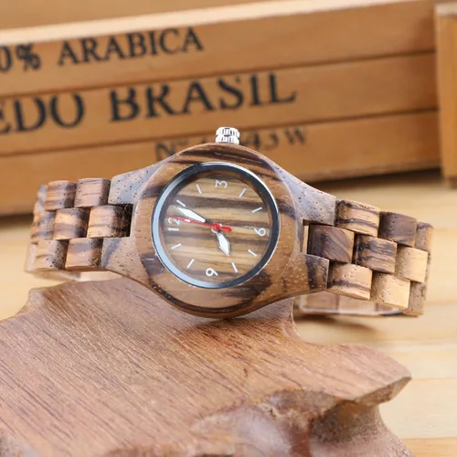 Vista 36 de Dentily Relojes de madera natural para mujer, reloj de cuarzo hecho a mano, reloj de pulsera único deportivo para mujer