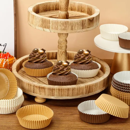 Vista 3 de Uiifan Moldes Desechables Redondos para Cupcakes, Moldes de Papel para Hornear, Envolturas de Cupcake, Papel para Cupcake Apto para Microondas