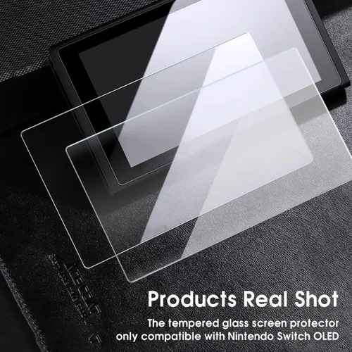 Vista 4 de XINRUISEN Paquete de 2 protectores de pantalla para Nintendo Switch Oled 2023, protector de pantalla de vidrio templado para Nintendo Switch OLED