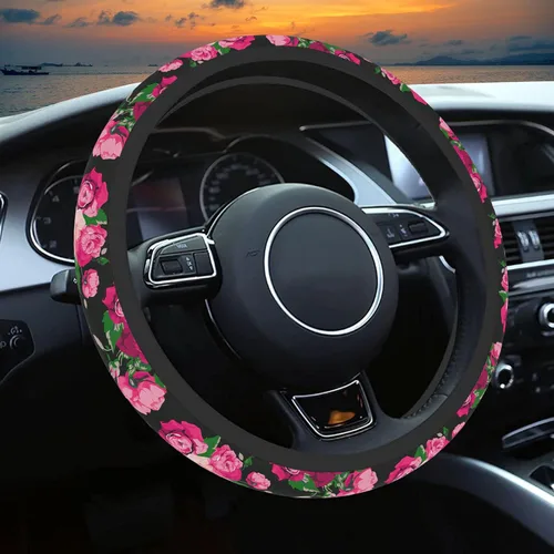 Vista 12 de Funda para volante con patrón bohemio azul, funda protectora para volante con estampado lindo, ultradelgada, transpirable, antideslizante