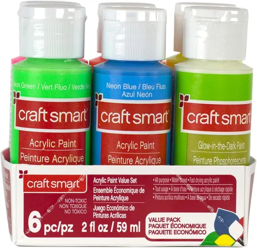 Vista 3 de Craft Smart - Juego de 6 pinturas acrílicas con brillo neón