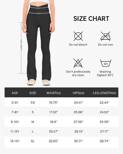 Vista 7 de HASMES Leggings acampanados para niñas, pantalones de yoga con cintura alta, pantalones casuales de baile, pantalones deportivos para niños