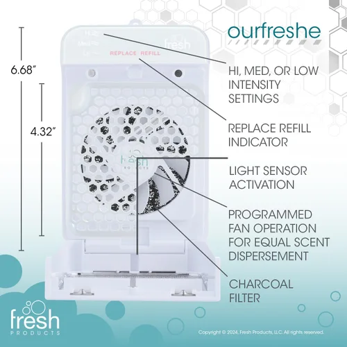 Vista 5 de Fresh Products ourfreshe - Ambientador enchufable para 30 días, reemplaza los aerosoles desordenados con fragancia seca para uso en espacios