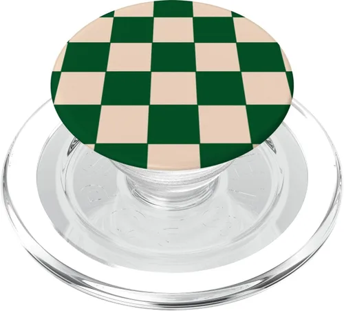 Vista 7 de PopSockets PopGrip intercambiables de tablero de ajedrez verde crema blanco
