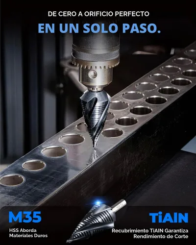 Vista 2 de toolant M35 Broca escalonada de cobalto, 1/4"-1-1/8", TiAlN, vástago