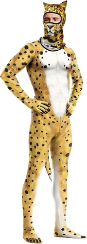 Vista 11 de Disfraz de animal para hombre con estampado de cola grande, overol peludo de elastano para cosplay, fiesta de Halloween