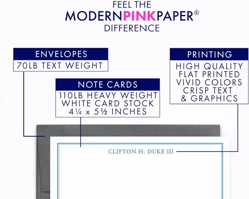 Vista 3 de Modern Pink Paper Juego de papelería personalizada para hombres para niños, notas de agradecimiento personalizadas para niños, tarjetas de notas