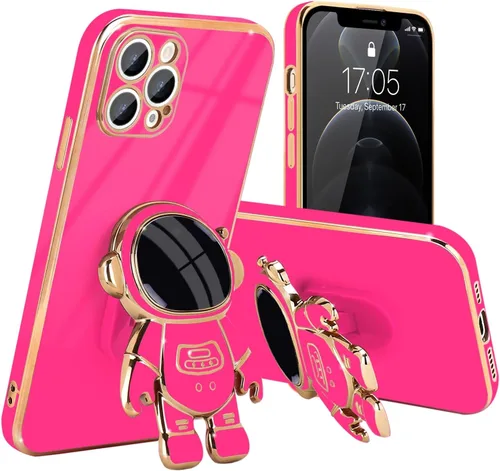 Vista 9 de Pepmune Funda compatible con iPhone 12 Bonita Diseño de Soporte de Astronauta en 3D Protección de Cámara A Prueba de Golpes Cubierta Trasera Suave