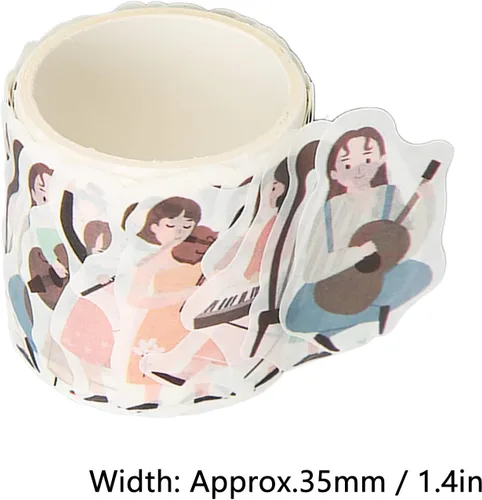 Vista 2 de Juego de cintas Washi, 8 rollos de cintas Washi de 1.378 in de ancho, cinta decorativa impresa para conciertos, múltiples formas irregulares
