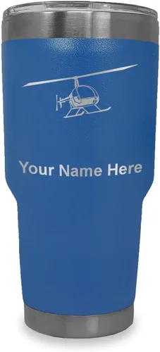 Vista 10 de LaserGram Vaso aislado al vacío de 20 onzas, helicóptero 2, grabado personalizado incluido (negro)