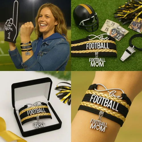 Vista 2 de Sportybella Pulsera de fútbol para mamá, pulsera de fútbol para mamá, pulsera de fútbol para madres de fútbol americano