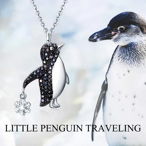 Vista 5 de YAFEINI Penguin Dog Gifts Sterling Silver Penguin Snowflake Necklace Heart Dog Pendant Jewelry for Women Girls Christmas Gifts