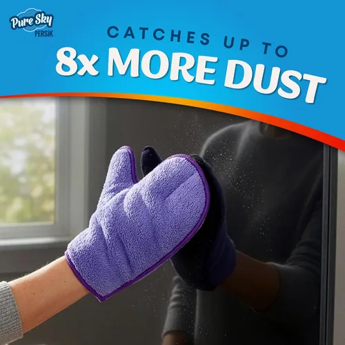 Vista 6 de persik Pure-Sky - Guante de limpieza de microfibra Ultra – Just Add Water No necesita detergentes – 2 en 1, combinación para vidrio y multiusos